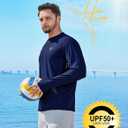 Men's Long Sleeve Sun Protection Swim Shirts UPF 50+ Rash Guard Quick Dry Lightweight Fishing Shirts for Beach Summer (Large, Navy Blue)