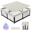 Semoprus Baby Playpen, Portable Indoor Outdoor Play Area with Balls, Beige, 50x50x27 Inch, Quick Fold Design, Mesh Safety Panels, for 0-36 Months