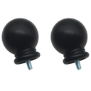 ZZLZX Round Curtain Rod Finial 2PCS Black Plastic Drapery Pole Ball Ends Drapery Rod Finials (Screw Dia. 5mm/0.2in, Ball Dia. 35mm/1.4in, for 16mm/0.6in Rod)
