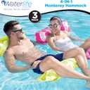 Waterlife 4-in-1 Pool Hammock 2-3-4 Packs, Inflatable Pool Chair Float, Water Hammock (Saddle, Lounge Chair, Hammock, Drifter), Multiple Colors