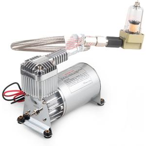 12V 150PSI Air Horn Suspension Compressor Kit 3/8 NPT Silver | Heavy Duty, Mini Onboard, with 1/4 NPT Adapter, for Car Train Truck Horn/Bag/Suspension