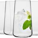Krosno Water Glasses, Set of 4, Capacity 20 fl oz, Infinity Collection, Thin Highball Glasses,Clear Tall Glass Cups For Water, Juice, Drinks, and Cocktails, Dishwasher Safe, Made in Europe