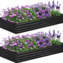 Foxlang 8x4x1ft(2 PCS) Galvanized Raised Garden Bed,Outdoor Planter Box Metal Patio Kit Planting Bed for Vegetables Flowers Herb,Black