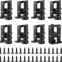 Kifmurase 8 Packs Adjustable Leveling Feet for Furniture, 2.2" L Shaped Furniture Levelers Legs, Heavy Duty Mounting Brackets Metal Leveling Feet for Workbench Cabinet Wardrobe, Black