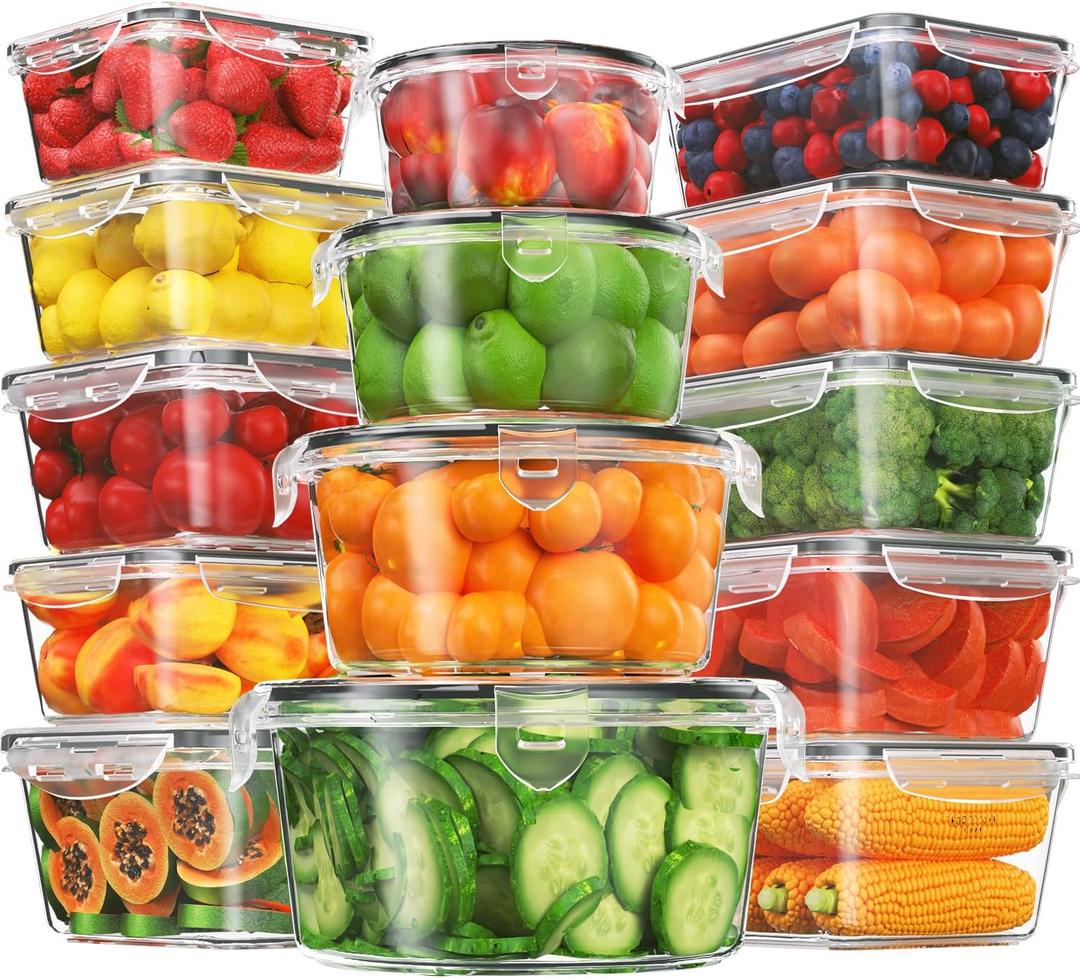 28 Pieces Food Storage Containers with Lids EXTRA LARGE Freezer Containers for Food BPA-Free Meat Fruit Vegetables Plastic Containers with lids Storage Airtight Leak-Proof Food Boxes for Kitchen (14 pack)