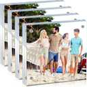 4 Pcs Clear Acrylic Picture Frames Magnetic Acrylic Photo Frame Thick Desktop Display Double Sided Freestanding Floating for Bedroom Living Room Home Office Store Supplies (4 x 4 Inch)