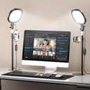 PQRQP 2 Packs Ring Light with Stand, Adjustable Desktop Lamp with Phone Mount, CRI 97+ Studio-Grade Video Conference Light for Video Calls, Home Office, TikTok Live & Vlog Filming (Nocturnal Black)