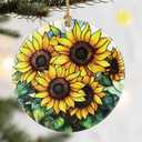 Christmas Ornaments, Dodosky 2.8in Ceramic Sunflower Ornament, Xmas Decor, Christmas Tree Ornaments, Xmas Decorations for Tree, Holiday Ornament, Gift Ideas, Sunflower Gifts for Women, Friend Pack Of 3