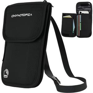 Neck Wallet & RFID Blocking Passport Holder for Travel – Waterproof Hidden Travel Wallet with Card Slots, Adjustable Strap, Portable Document Organizer for Men, Women (Gift) Black