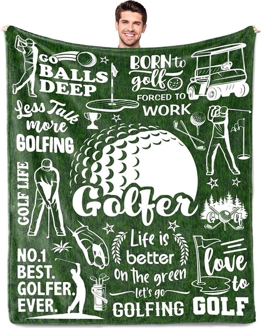 Golf Gifts for Men, Golf Gift for Men Unique, Golfing Gift for Him, Birthday Thanksgiving Day Golfing Presents, Golfer Present for Sport Lover Blanket Gift 50"x60"