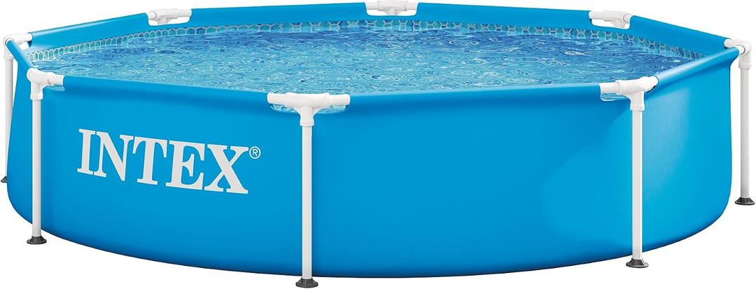INTEX 28205EH Metal Frame Above Ground Swimming Pool: 8ft x 20in Puncture-Resistant Material Easy Assemble Rust Resistant 483 Gallon Capacity