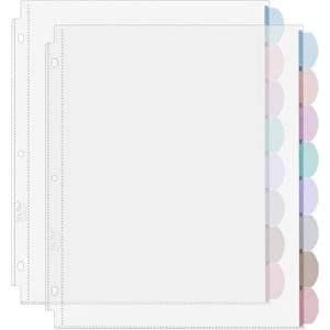 Mr. Pen- Clear Sheet Protectors with Tabs, 8 Tabs, 2 Sets, Clear Plastic Dividers for 3 Ring Binder, Insertable Index Page Divider Multicolor Tabs (Morandi)