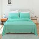 Whitney Home Textile Twin Sheet Set - 3 Piece Bed Sheets for Twin Size Bed, Luxury Soft Breathable Microfiber, Extra Deep Pocket, Bedding Sheets & Pillowcase, Wrinkle Free Oeko-Tex, Aqua