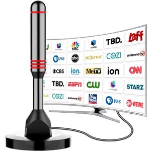 Digital TV Antenna for Smart TV Indoor2025 HD Antenna with Strong Magnetic Base, 360&Long Range Reception HDTV Antennas for Local Channels, Easy Installation Antennas for TVs Without Cable (5.5 in)