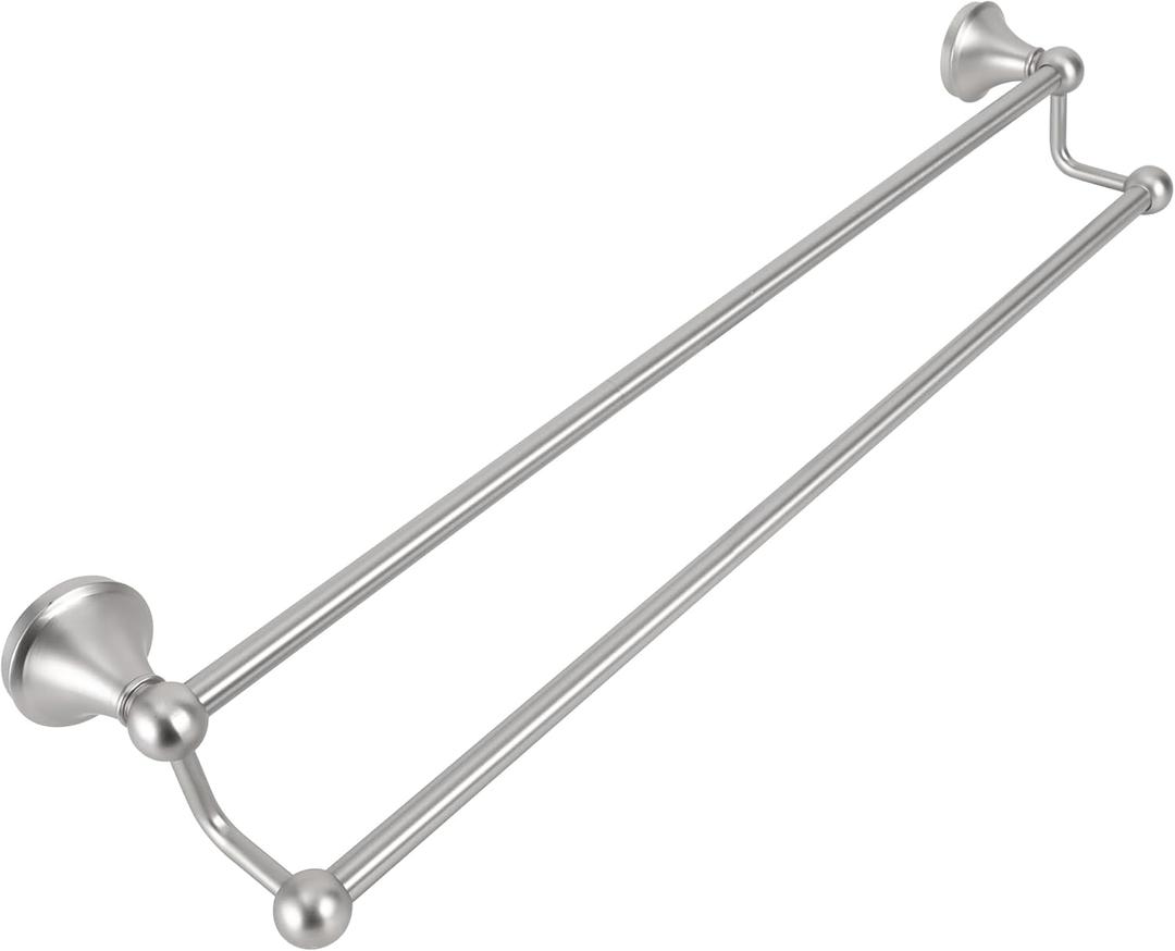 #304 Stainless Steel Double Towel Bar,Optional Different Length Installation (Brushed Nickel - 24 inches, Double Towel bar)