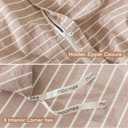 MooMee Striped Duvet Cover Set 100% Washed Cotton Linen Like Textured Breathable Durable Soft Comfy (Orange White Wide Stripes, Cal King 104"x98")