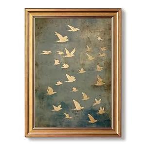 Vintage Gold Framed Wall Art Flying Bird Pictures Wall Decor 16x24 Inch