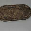 YMXYJM Genuine Real Natural Marble Tray for Bathroom, Luxury Dark Brown Stone Vanity Tray, Decorative Oval Trays for Countertop Storage, Vanity, Dresser, Kitchen, Home Decor, 11.8" x 6", Brown