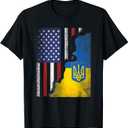Ukrainian American Flag Ukraine USA America Roots T-Shirt, Size 2XL
