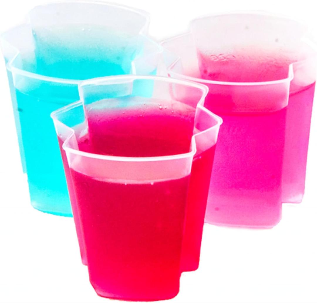 100 Pack Patented Squeezable 2oz Premium Plastic Shot Cups - Reusable Jello Shot Containers for Halloween, Wedding, Parties (Lids NOT Included)