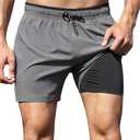 unitop Mens Swim Trunks with Compression Liner 5 Inch Inseam Surfing Board Shorts with Zipped Pockets (28, Grey)