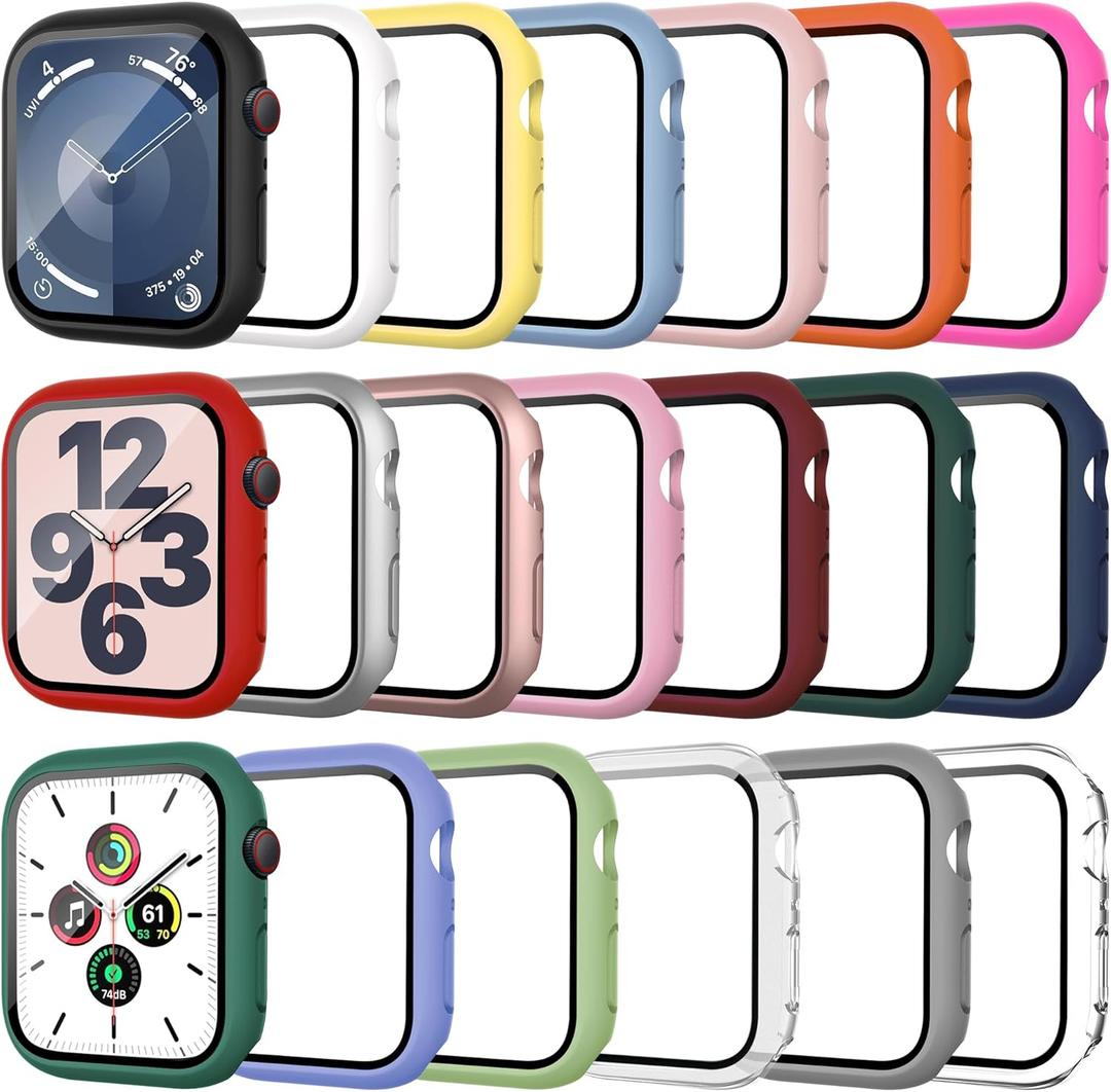 20 Pack Case for Apple Watch Series 9/8/7 45mm with Tempered Glass Screen Protector, Shockproof Hard PC Protective Cover, All-around Bumper Compatible with iWatch S9 S8 S7 45mm