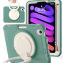 BATYUE Shockproof Case for iPad mini 7 (A17 Pro)/ Mini 6 8.3 inch (2024/2021) - 360 Multi-Angle Stand (Portrait & Landscape) & Grip, Built-in Pencil Holder, Jade Green
