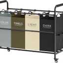 Tajsoon 4 Bag Laundry Sorter Cart, 4 Section Laundry Hamper Sorter with Heavy Duty Lockable Rolling Wheels, Laundry Separator Hamper with Removable Bags for Dirty Clothes Storage, 4 Colors (GreyGreenWhiteBlack)