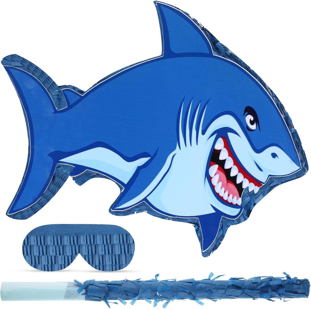 Capoda Shark Piata Large Shark Shaped Piata with Blindfold and Stick for Birthday Party Baby Shower Summer Ocean Under the Sea Theme Party Supplies Decor Capoda Shark Piata Large Shark Shaped Piata with Blindfold and Stick for Birthday Party Baby Shower Summer Ocean Under the Sea Theme Party Supplies Decor