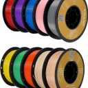 Kingroon PLA 3D Printer Filament,10 Rolls,Dimensional Accuracy +/- 0.02 mm, 1 kg Spool(2.2lbs), 1.75 mmRed Blue Green Yellow Wood Orange Pink Purple Silver Skin