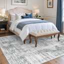 Madane 8x10 Area Rugs for Living Room, Machine Washable Vintage Rug with Non-Slip Backing, Soft Throw Large Rug, Thin Carpet for Bedroom Dining Room Farmhouse Under Table, Blue/Grey