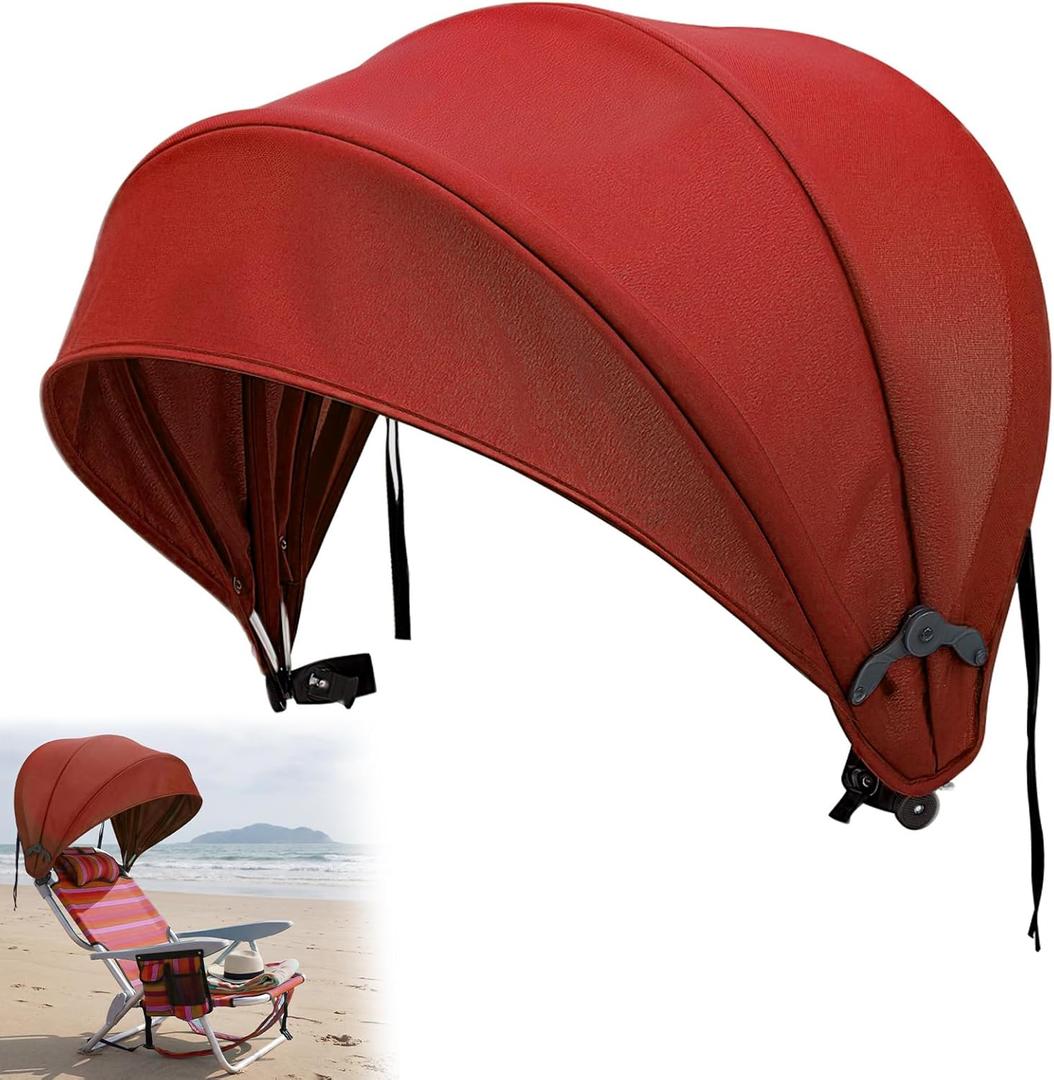 DaisyInner 1 Pcs Beach Chair Umbrella Canopy Extra Large Foldable Chair Sun Shade with Adjustable Clamp for Beach Camping Fishing Lounge Outdoor (Brick Red)