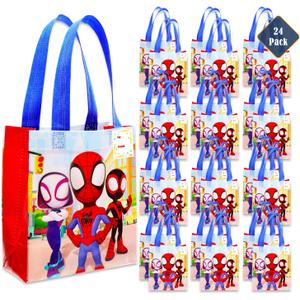 Spidey and His Amazing Friends Party Favor Bag Set  24 Pack of 8" Marvel Party Goodie Bags for Kids Bulk Reusable | Spiderman Birthday Party Supplies