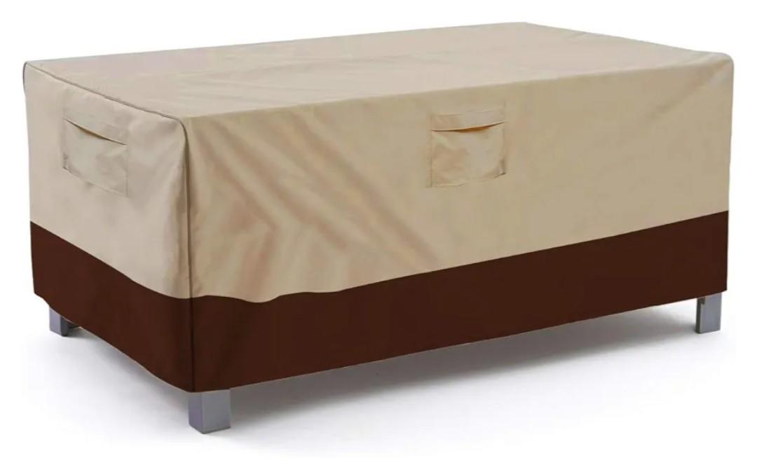 Vailge Rectangular/Oval Patio Table Cover, Heavy Duty and Waterproof Outdoor Lawn Patio Furniture Covers, Large Beige & Brown