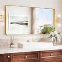 TokeShimi 48x24 Brushed Gold Bathroom Mirror for Over Sink,Bathroom Mirror Rectangle with Tempered Glass,Vanity Mirror with Aluminum Frame(Horizontal/Vertical)