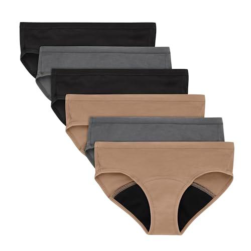 Hanes Girls' Hipster Period Underwear, Comfort, Period. Panties, Moderate Protection, 6-Pack, Size 14