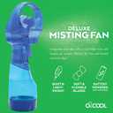 O2COOL Deluxe Handheld Battery Powered Water Misting Fan (Dark Blue), Single