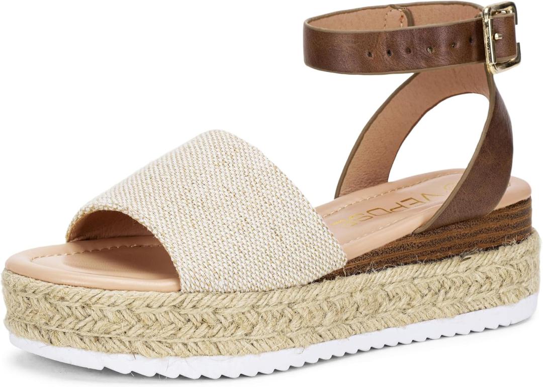 Vepose Women's Platform Wedge Sandals Open Toe 2.3 Inch Espadrilles Dressy Comfortable Summer Vacation Trendy Ankle Strap Buckle Shoes Work Wedding 400A (7)
