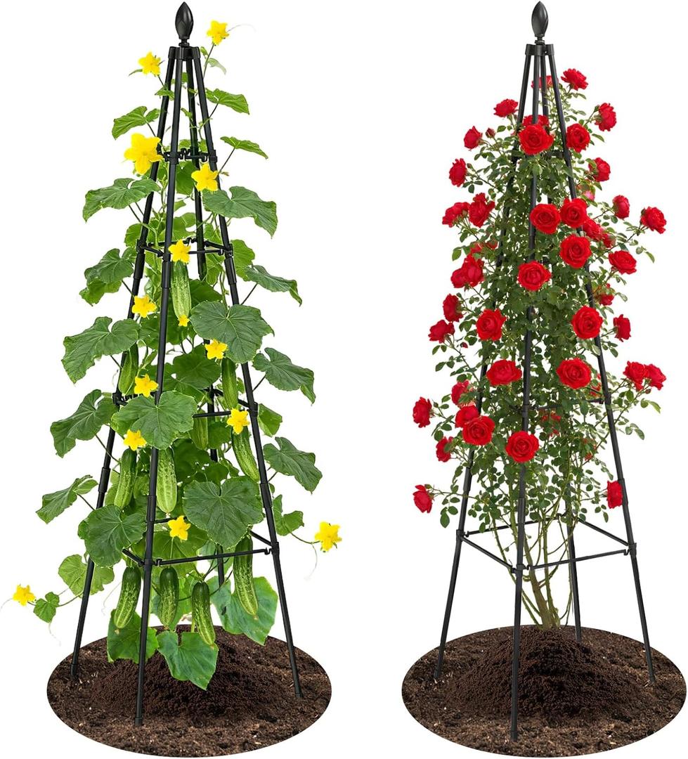 Adjustable Garden Trellis for Climbing Plants, 6FT Obelisk Plant Support Tower for Potted & In-Ground Vegetables, Tomatoes, Cucumbers, Vines - Easy Assembly, Indoor & Outdoor Use2 Pack