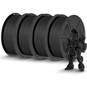TECBEARS Matte PLA Filament Bundle 4kg, PLA Matte 3D Printer Filament 1.75mm,Dimensional Accuracy +/- 0.02mm, 1kg Spool,4 Pack, Black