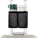 riemot Luggage Travel Cup Holder Free Hand Drink Carrier - Hold Two Coffee Mugs - Fits Roll on Suitcase Handles - Gifts for Flight Attendants Travelers Accessories Carbon Black (2. Hook & Loop: Carbon Black)