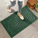 HIYARD Front Door Mat, Absorbent Resist Dirt Welcome Door Mat Indoor Outdoor, Waterproof Doormat, Sturdy Non Slip Backing, Fade Resistant, Low Profile Entry Mat for Entryway, 36×24, Green Pack of 2