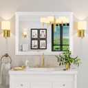 Amorho Bathroom Mirror, 40x30 Inch White Thick Metal Framed Wall Mirrors for Over Sink, Bedroom, Living Room, Entryway, Rectangle Wall-Mounted Mirrors(Horizontal/Vertical).