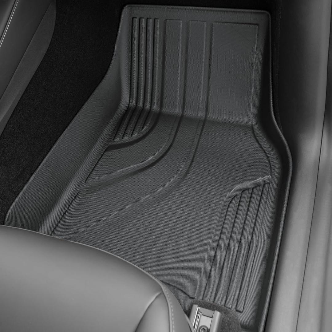 SUPER LINER 2021-2025 Tesla Model Y Floor Mats 6-Piece Set | Eco-Friendly TPE All-Weather Protection | Waterproof Anti-Slip Front/Rear & Trunk Liners | Custom Fit 5-Seater (Not for 7-Seat & Juniper)