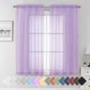 Aiyufeng Light Purple Sheer Curtain Panels Pair Sold 63 Inch Length, Light Filtering Window Curtain Drapes Treatment for Kitchen, Bedroom/Children Room, Voile Top Dual Rod Pocket, 2 Pack of 42 x 63", 40"W x 63"L