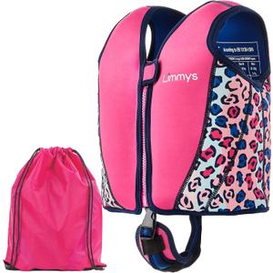 Limmys Swim Vest for Toddlers & Kids - Adjustable Buoyancy Swimming Aid, CE Safety Certified, Award-Winning Parent-Approved Design, Soft Neoprene Comfort, Secure Durable Design, Carry Bag Included (Medium, Pink Leopard)