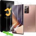 for Samsung Galaxy Note 20 Ultra TPU Screen Protector [Not Glass]+ Camera Lens Protector 2 Pack [100% Fingerprint Unlock] [Bubble Free] Touch Sensitive Film for Note 20 Ultra 5G (Transparent)