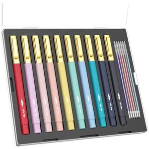 Mr. Pen- Aesthetic Pens, 10 Pack, Colorful Ink with Case and 12 Refills, Fast Dry, No Smear Bible Pens No Bleed Through, 0.7mm Fine Point Pen, Ballpoint Pens Ballpoint