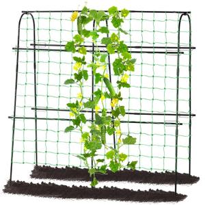 Cucumber Trellis for Raised Bed, 4 feet Garden Trellis for Climbing Plants Outdoor, Plastic-Coated Metal Arch Plant Support for Flower Vines Vegetables Peas Beans Cucumber Trellis, Black