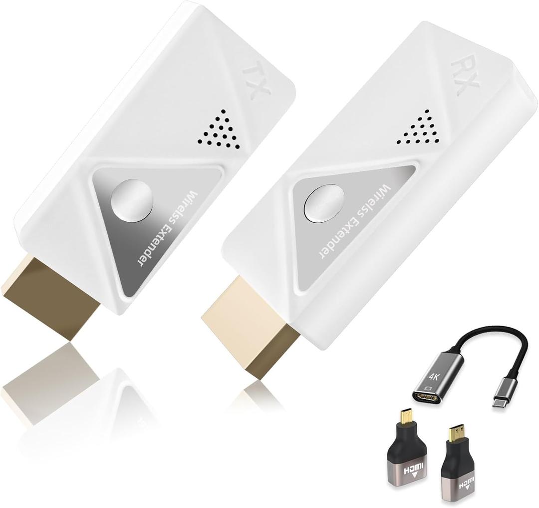 Wireless HDMI Transmitter & Receiver - 4K, 1080P 60Hz Wireless HDMI Extender, Plug & Play 2.4G/5G for Streaming Video & Audio to Monitor from Laptop/PC/Projector